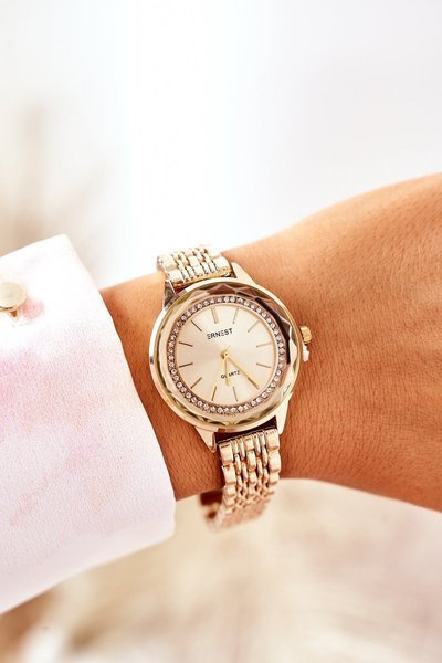 Montre sur bracelet avec zircons cubiques ERNEST Or