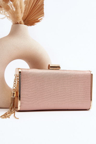 Kleine formale Tasche mit Fransen Chionon Pink Gold