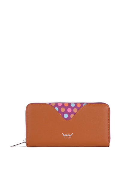 Große Zip-Geldbörse Dots Braun Nadine