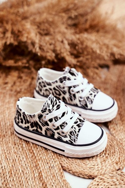 Adidași pentru copii cu leopard tipărit alb berni