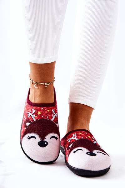 Warming slippers Reindeer Red Taffy