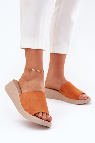 Sandales Wedge En Daim Pour Femmes Panto Fino Orange RR267039