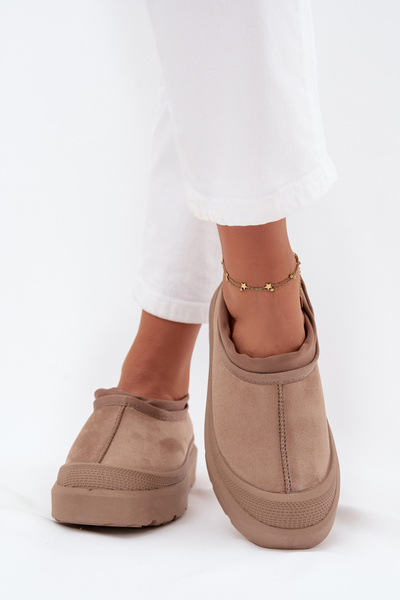 Bottes à Neige Femmes Sur Plateforme Avec Tige Basse Beige Foncé Izamine