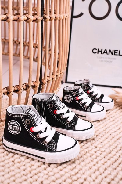 Adidași înalte pentru copii cu un fermoar mare Star HH374084 Negru