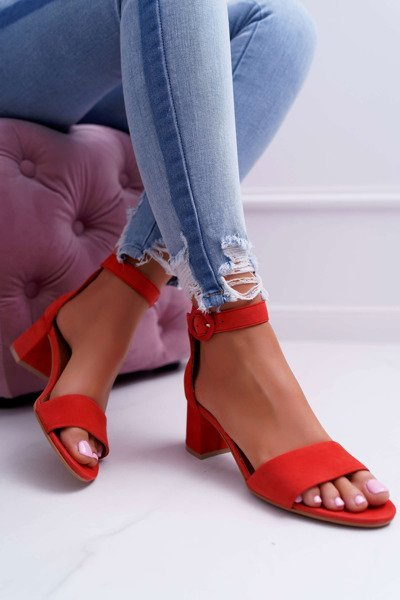 Sandales Maciejka en cuir et daim pour femmes, rouge 04141-08/00-5