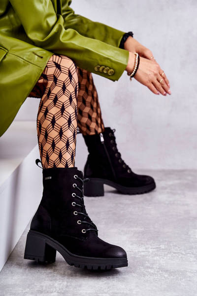 Bottes chaudes pour femmes à talons hauts noires Grethe