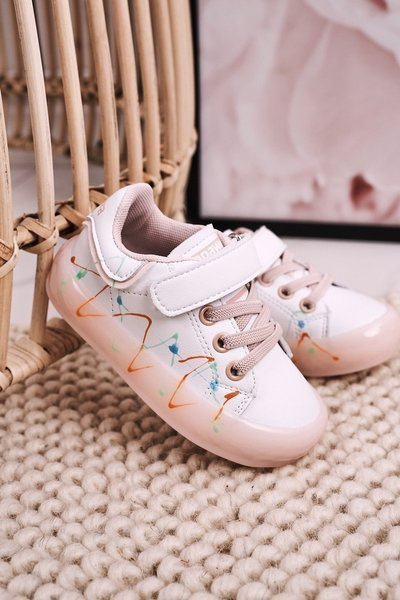 Children's Sport Shoes With LED Sole White-Pink Disco