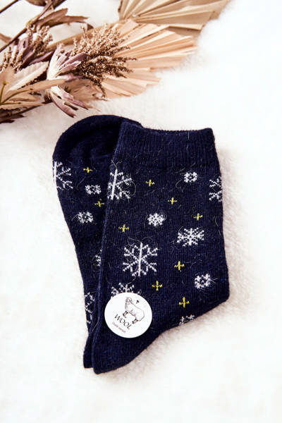 Chaussettes de Noël Flocons de Neige Bleu Marine