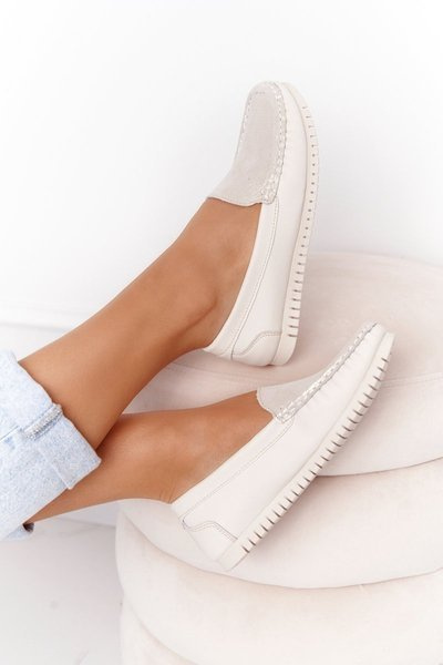 Mocassins Cuir Femme S.Barski 97630 Ecru