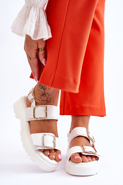 Leather Comfortable Sandals White Alayah