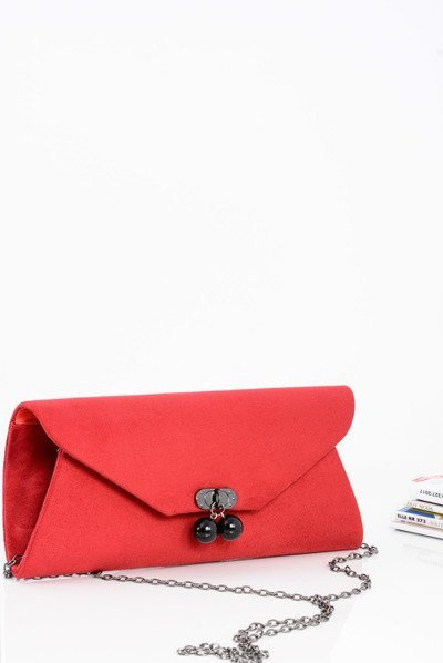 Sac à main pochette en daim rouge pour femme sur chaîne