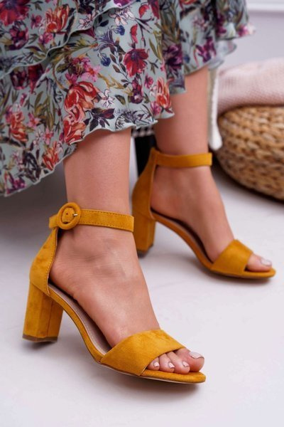 Damen Stiletto Sandalen Wildleder Gelb Lexi