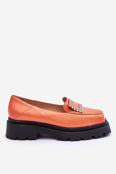 Mocassins Confortables En Cuir Orange Agathe