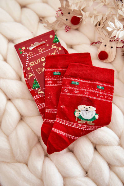 Women's Cotton Christmas Socks gnomes Red