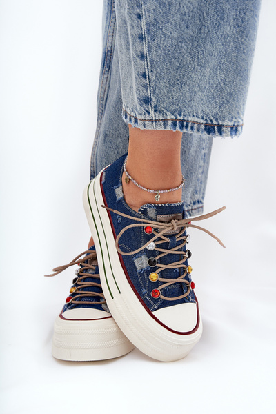 Damen Plattform Sneakers GOE RR2N4103 Marineblau