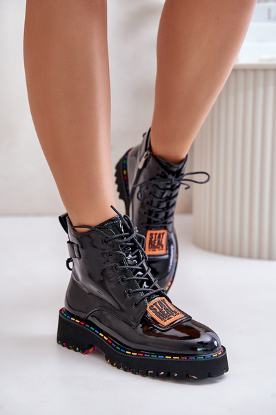 Bottines Laquées Femme Fermeture Éclair Cuir Artiker 55C0517 Noir
