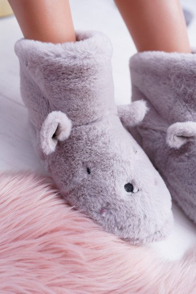 SOXO Warm Home Grau Hausschuh Stiefel Bunnies 94529