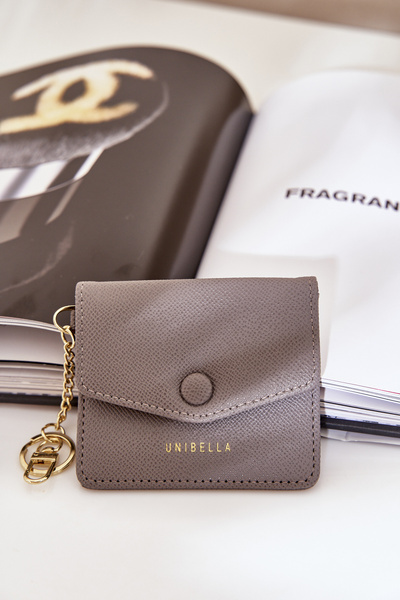 Kortelių Laikiklis Su Auksiniu Raktų Pakabuku Eko Oda Pilka Iritinme