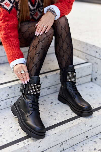 Women's Worker Boots With Studs Eveis