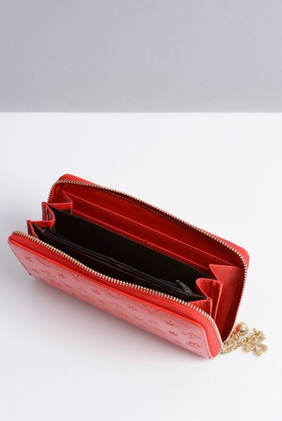 Damen-Geldbörse Large Rot Lackiert Gold Zip