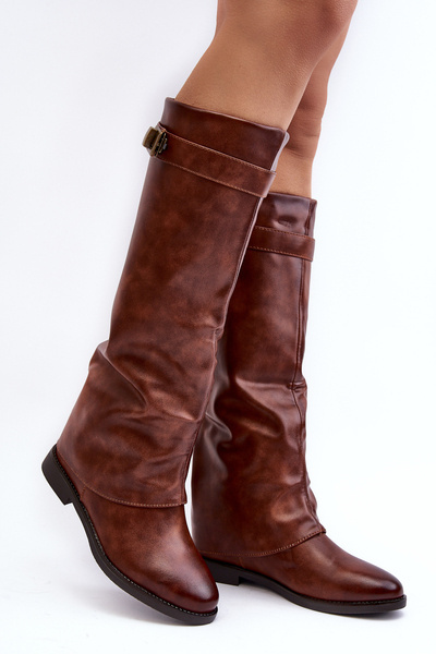 Damenstiefel über dem Knie mit Lammfellfutter Schwarz Bellama