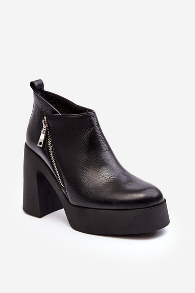 Bottes Femme À Talon Massif Avec Fermeture Éclair 1755 Zazoo Noir