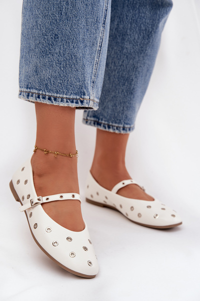 Ballerines pour femmes avec éléments en argent blanches Marivon