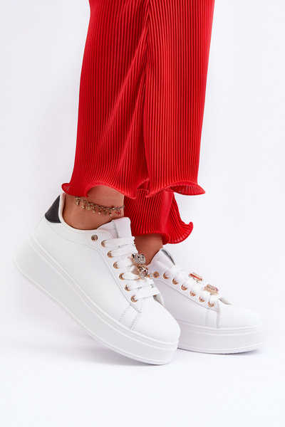 Baskets plateforme pour femme à ornements blancs Herbisa