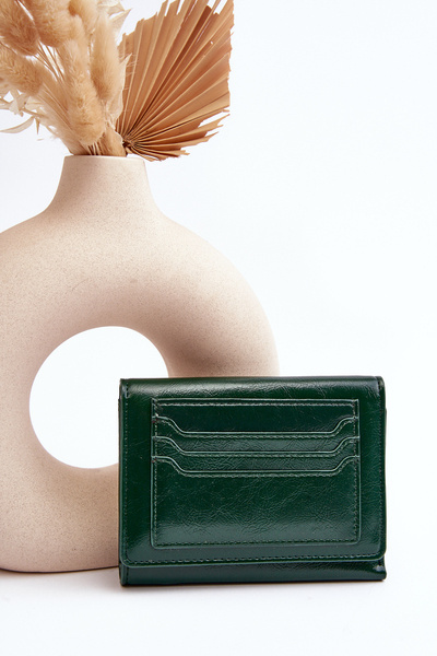 Portefeuille Femme Porte-Monnaie en Cuir Eco Vert Foncé Joanela