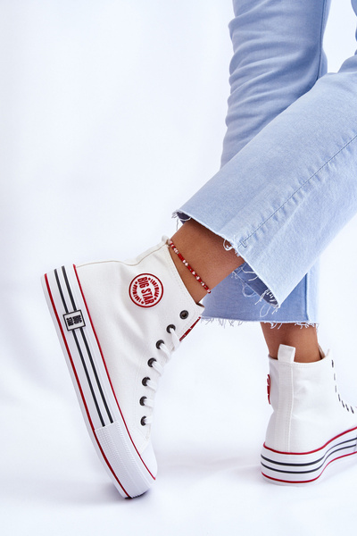 Női magas textil tornacipő Big Star LL274185 fehér