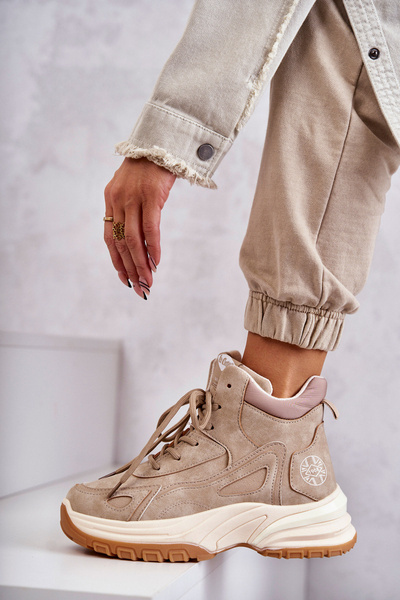 Cizme de drumeție pe platforma Lee Cooper LCJ-22-44-1352L BEIGE