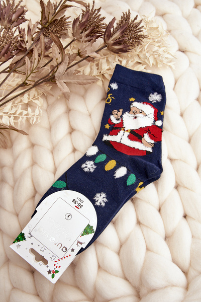 Chaussettes Femme avec Père Noël Marine