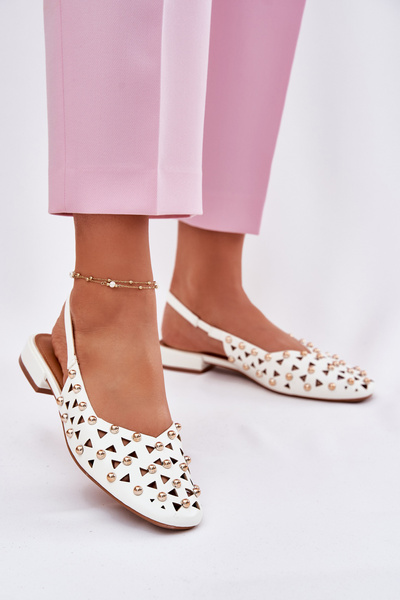 Ballerines Décorées À Talon Plat Blanches Nilarisela