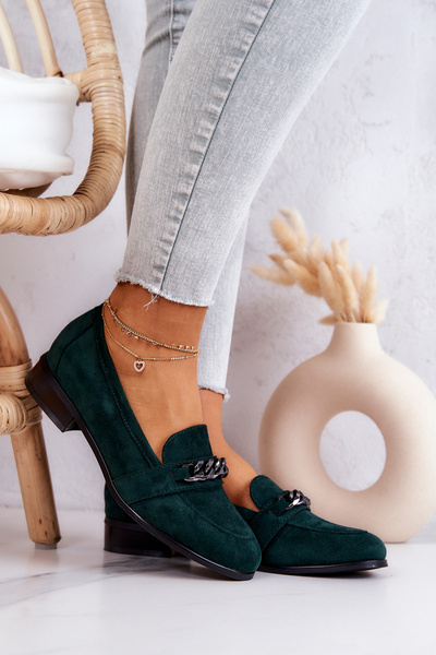 Zomšiniai Brogues Loafers Green Yasmin