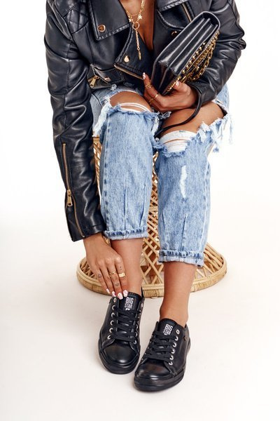 Baskets en cuir pour femmes Big Star noir V274871