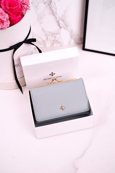 Vidutinė moteriška piniginė, užsegama kabliuku MILANO Blue