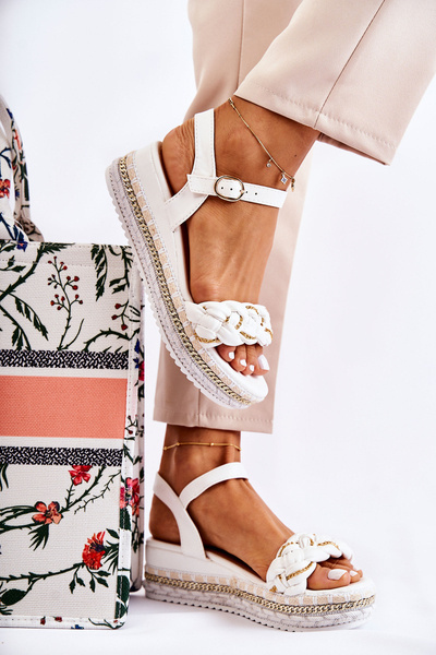 Women's Braided Wedge Sandals White Chaves