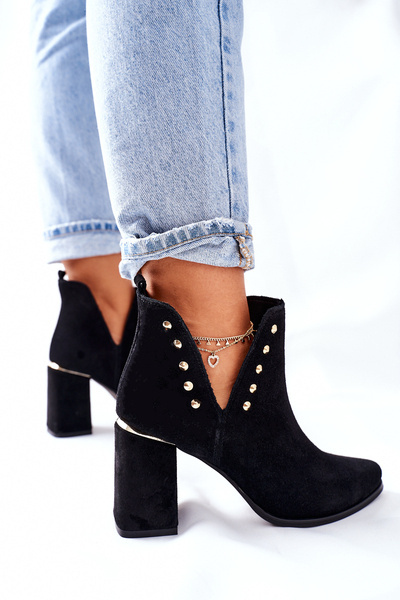 Women's Suede Boots With Cut outs Lewski  Black 3075