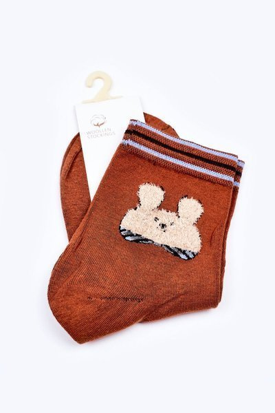 Women's Cotton Socks With Rabbit COSAS Caramel