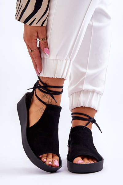 Zazoo 2743 Wildleder Keilsandalen Schwarz
