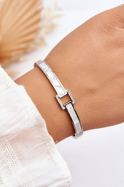 Edelstahl-Armband Perlen-Silber