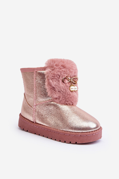 Children's Furry Lined Snow Boots Pink Hasiba