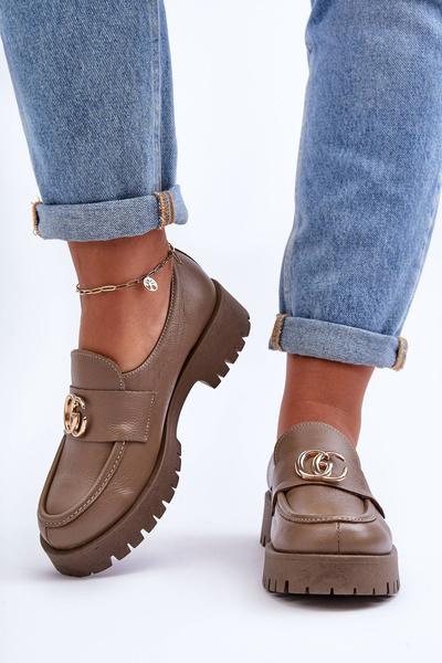 Demi-Bottes En Cuir Pour Femme Avec Ornement Beige Foncé Rosefalls