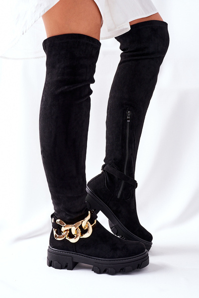 Suede Over The Knee Boots Black Auckland
