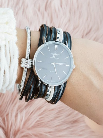 Montre Femme Michael John Avec Bracelet Rétro Pepero Noir