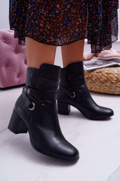 Bottines à enfiler en cuir pour femmes noir 1820 Laura Messi
