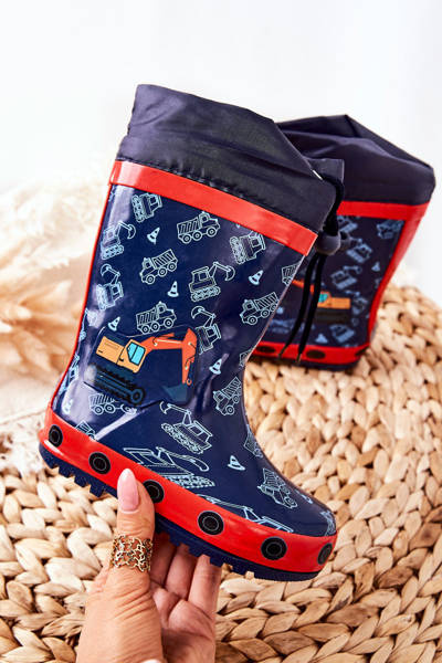 Gyermek Gumi Galoshes csizma Navy Excavator Pertris