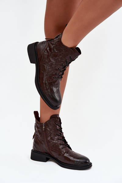 Bottes pour femmes en cuir naturel chauffant Artiker 57C1005 Chocolat