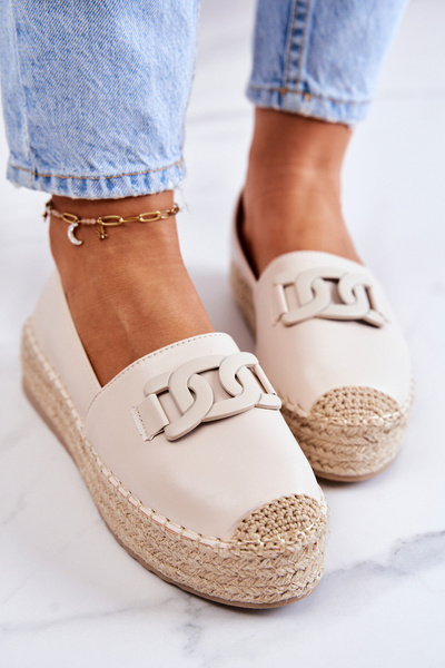 Klasszikus espadrillák a platformon Bézs Julianne