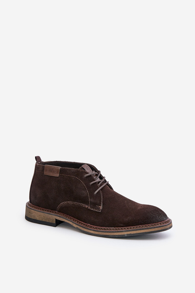 Bottes à lacets en daim pour hommes marron foncé Big Star OO174145